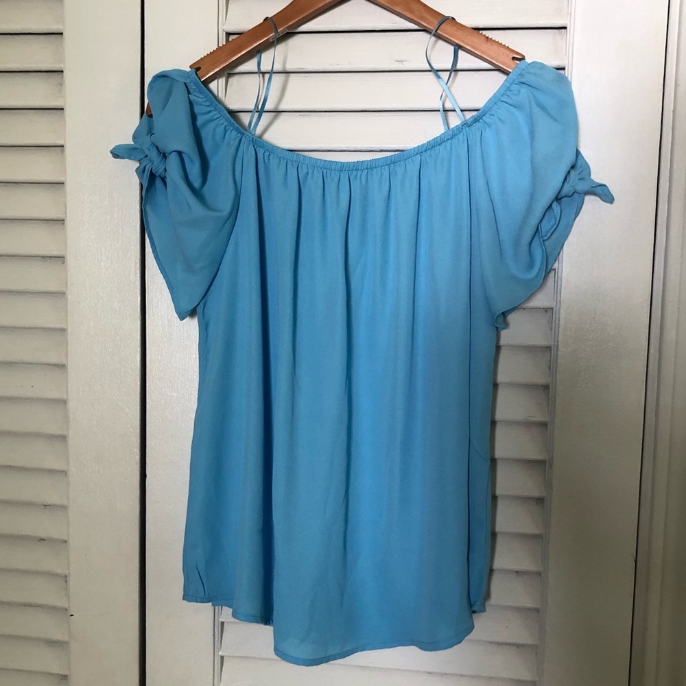 Light Blue Off the Shoulder Top